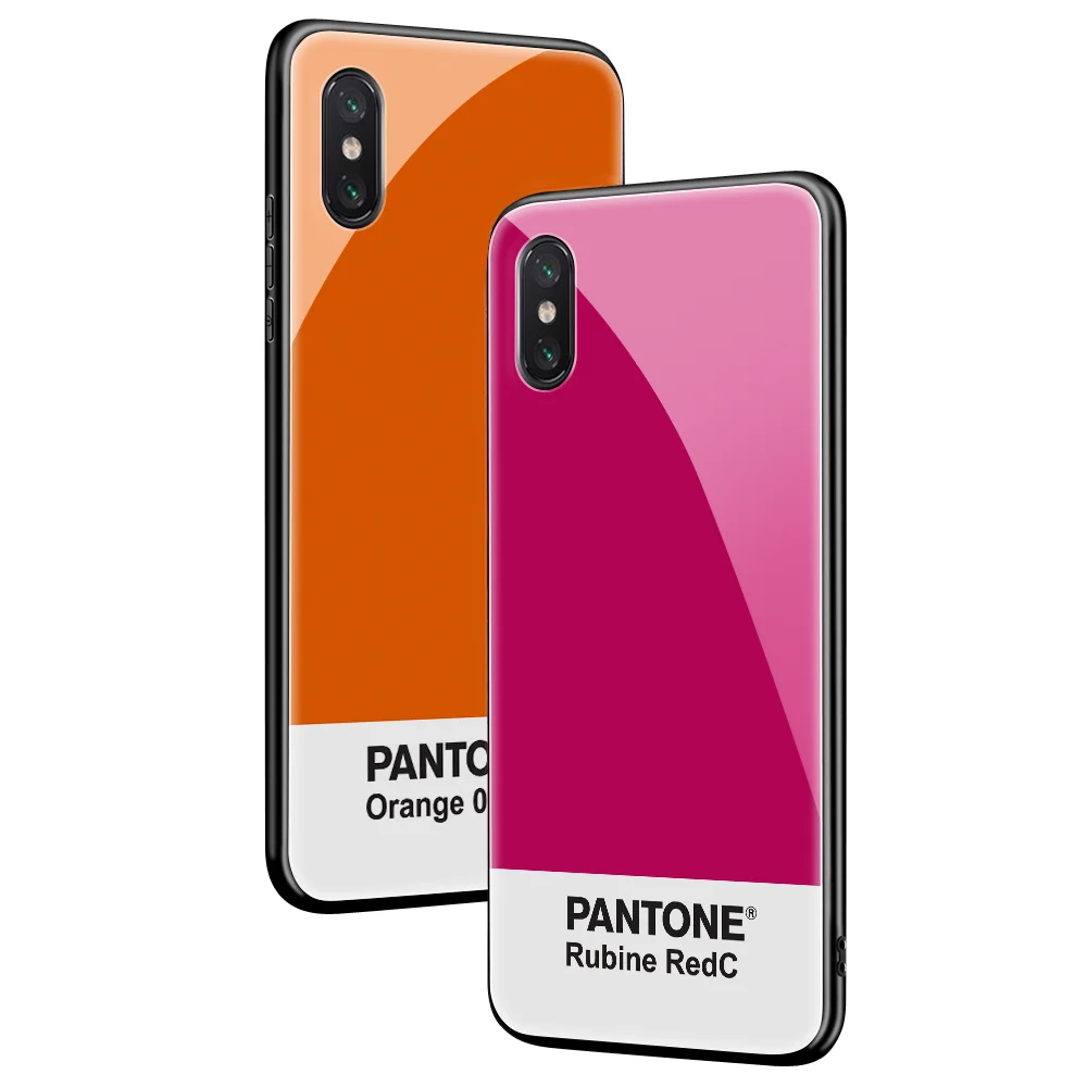 Чехол из закаленного стекла для iPhone 11 Pro 7 7Plus X 6S 6 Plus Pantone Phone Cover для iPhone XS MAX XR 8 pure color