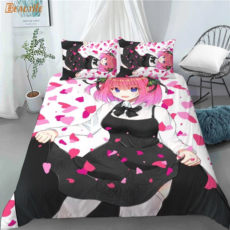 ホット販売アニメ女の子ニノ中野1布団カバー2枕カバーポリエステル生地寝具セット家族少年子供セット布団カバーセット 寝具セット Aliexpress