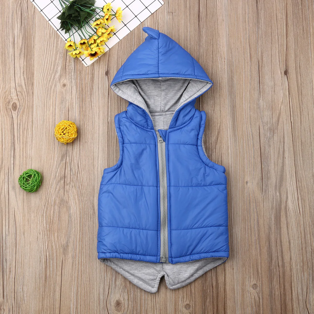 New Winter Autumn Kids Baby Girl Boy Dinosaur Hooded Sleeveless Jacket Waistcoat Coat Outwear Costume