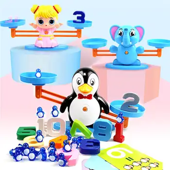 

Math Match Game Board Toys Penguin Cat Match Balancing Scale Number Balance Game Kids Educational Toy to Learn add and subtract