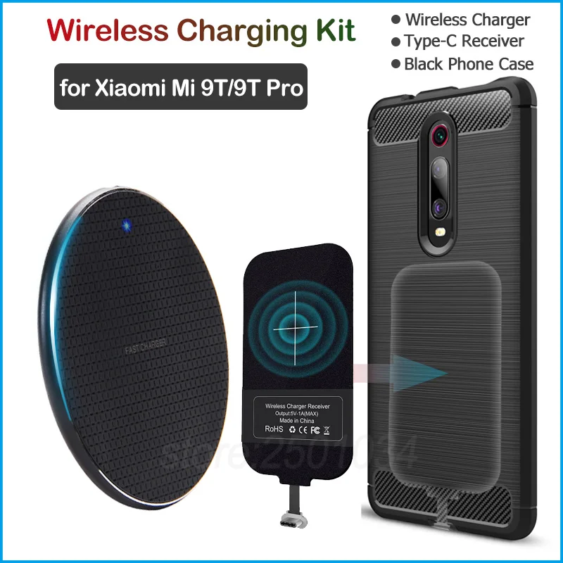 Qi Wireless Charger Install Type C Receiver for Xiaomi Mi 9T/9T Pro/Redmi K20/K20 Pro Enjoy Wireless Charging Gift Case