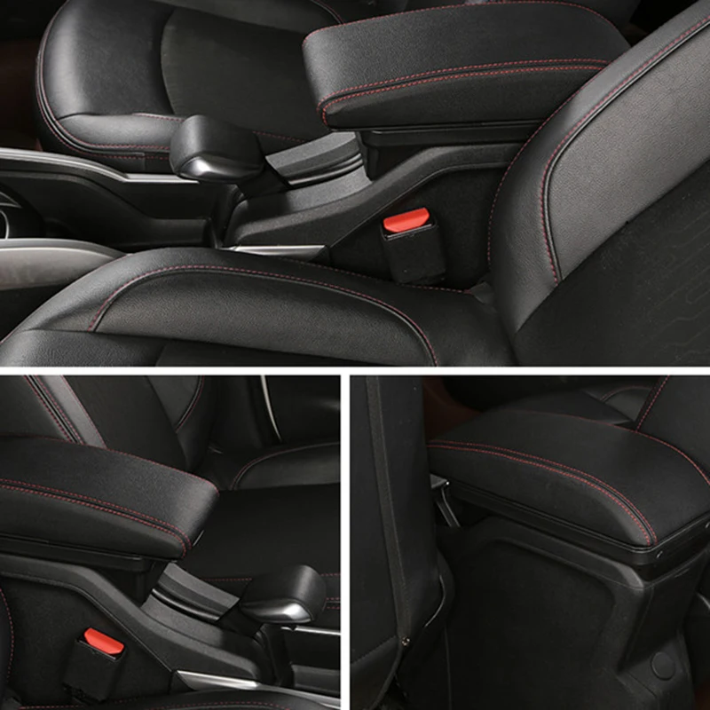 Для peugeot 2008 подлокотник коробка+ 3Usb черный кожаный центр ящик для хранения модификации