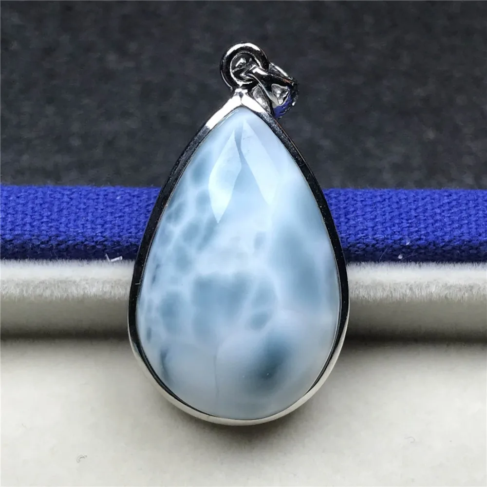 Топ из натурального синий подвеска larimar для обувь для мужчин и женщин; 925 серебро 27x18x9 мм капли воды ясно Доминика с украшением в виде кристаллов бисера Кулон Ювелирные изделия AAAAA