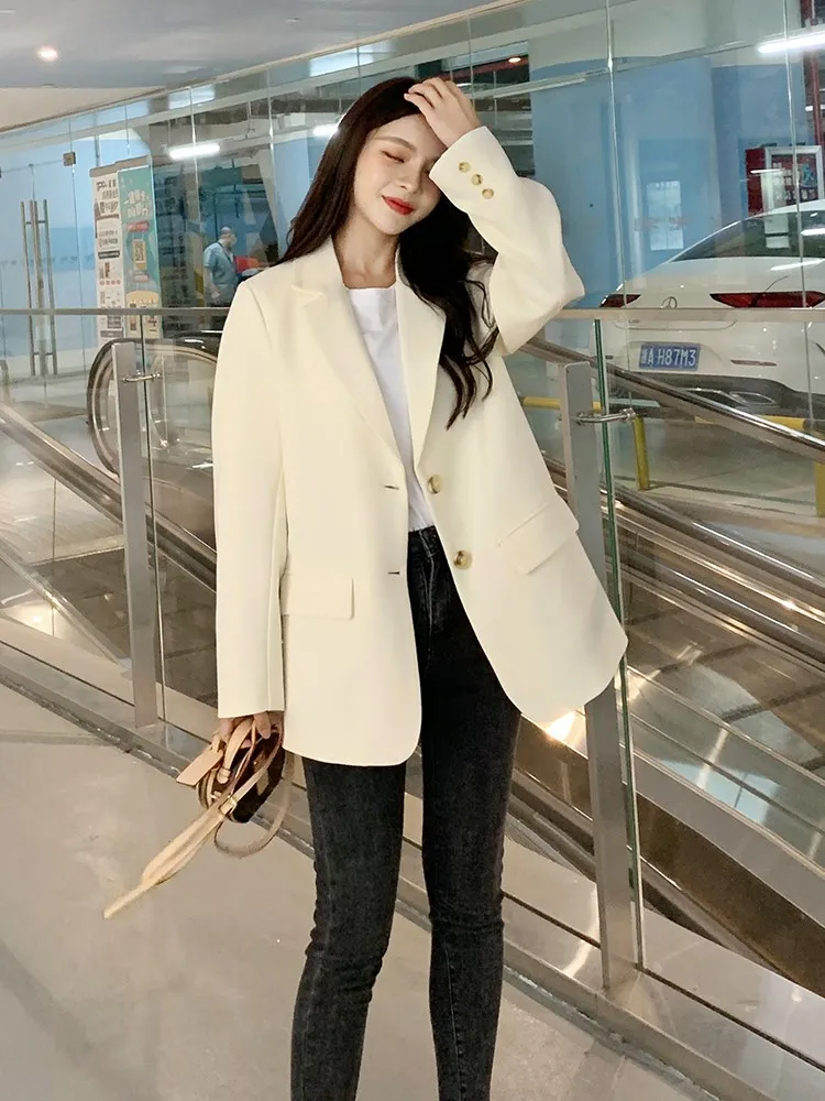 Women  Office Lady Wear Suit Blazer Solid Casual Single Breasted Coat Jacket formal  Long Sleeve Notched Collar Blazers
