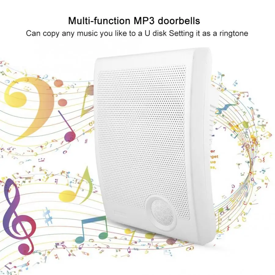 Дверной звонок USB MP3 дверной звонок ABS пластик Колокольчик музыка посещаемость настенный передний дверной звонок Водонепроницаемый без батареи