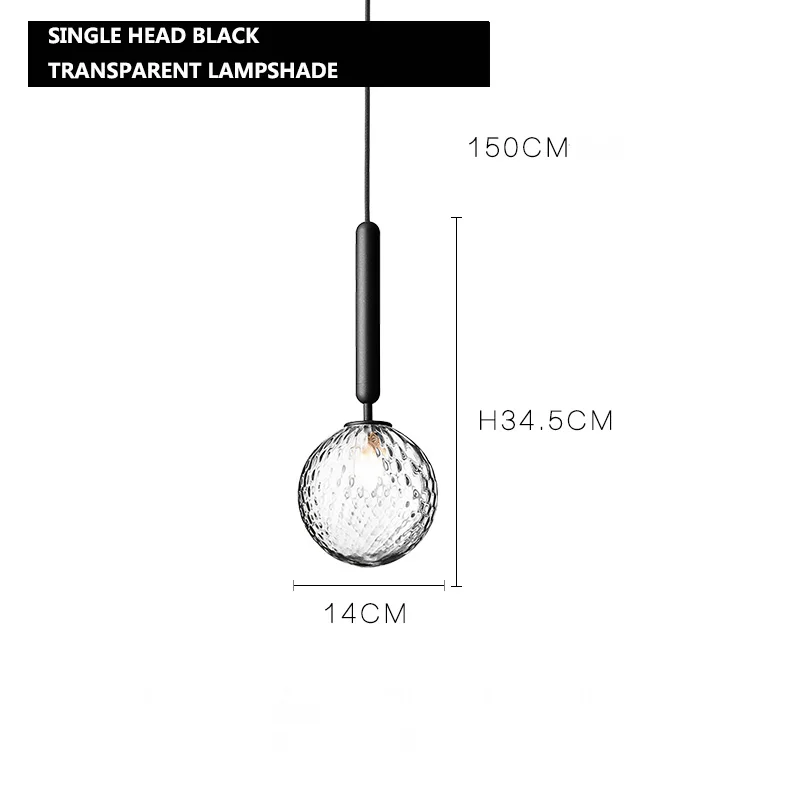 Скандинавская постмодерн Минималистичная прикроватная люстра с одной головкой креативная стеклянная люстра для спальни люстра для магазина одежды - Цвет корпуса: Black transparent