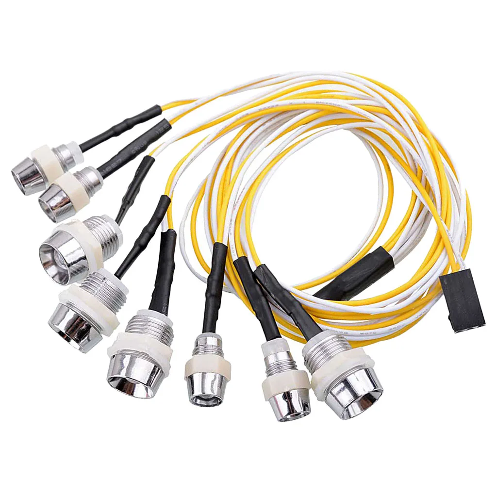 5mm/8mm LED Light Bright 2 Red & 2 White & 4 Yellow Lamp 3-9V for 1/5 1/8 1/10 1/12 1/16 RC Car Decor