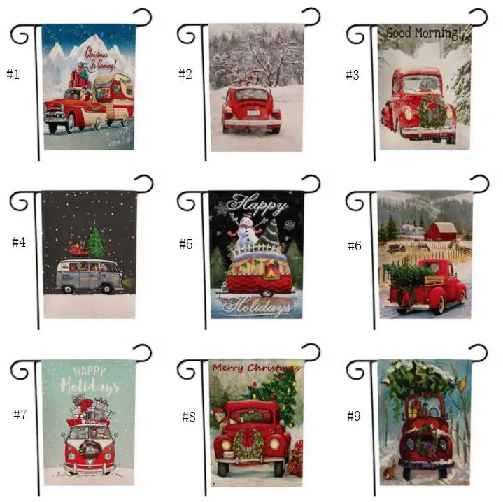 

Christmas Winter Snowflake Car Double-sided Printing Garden Flag Santa Claus Home Decor Flags Happy Festival Hanging Flag SN3682