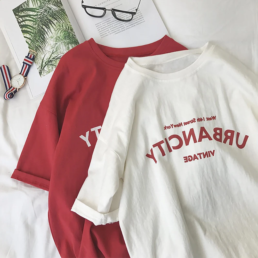 Red T shirt Woman Short Sleeve Shirts 