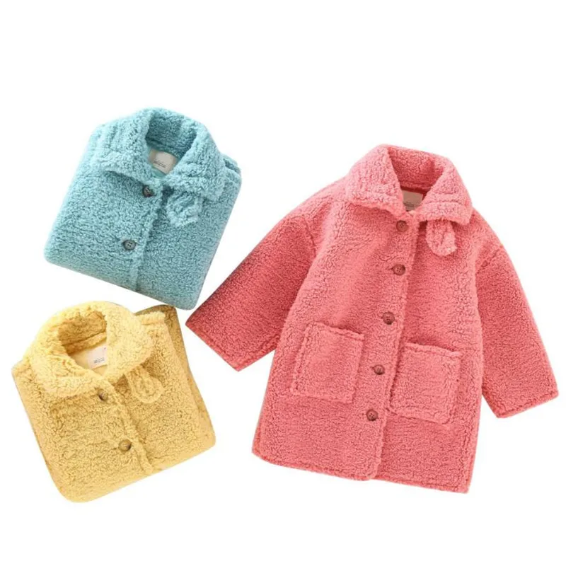 

DFXD 2019 Winter Big Girl Jackets Coats Fashion Korean Soild Single-breasted Thicken Warm Outwear For 3-12Yrs Children Clothes