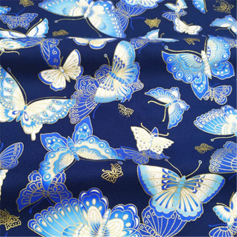 Хлопковая бронзовая и ветряная ткань японское кимоно ручной работы ткань Бабочка печать одежда декоративная подушка занавеска ткань для скатерти