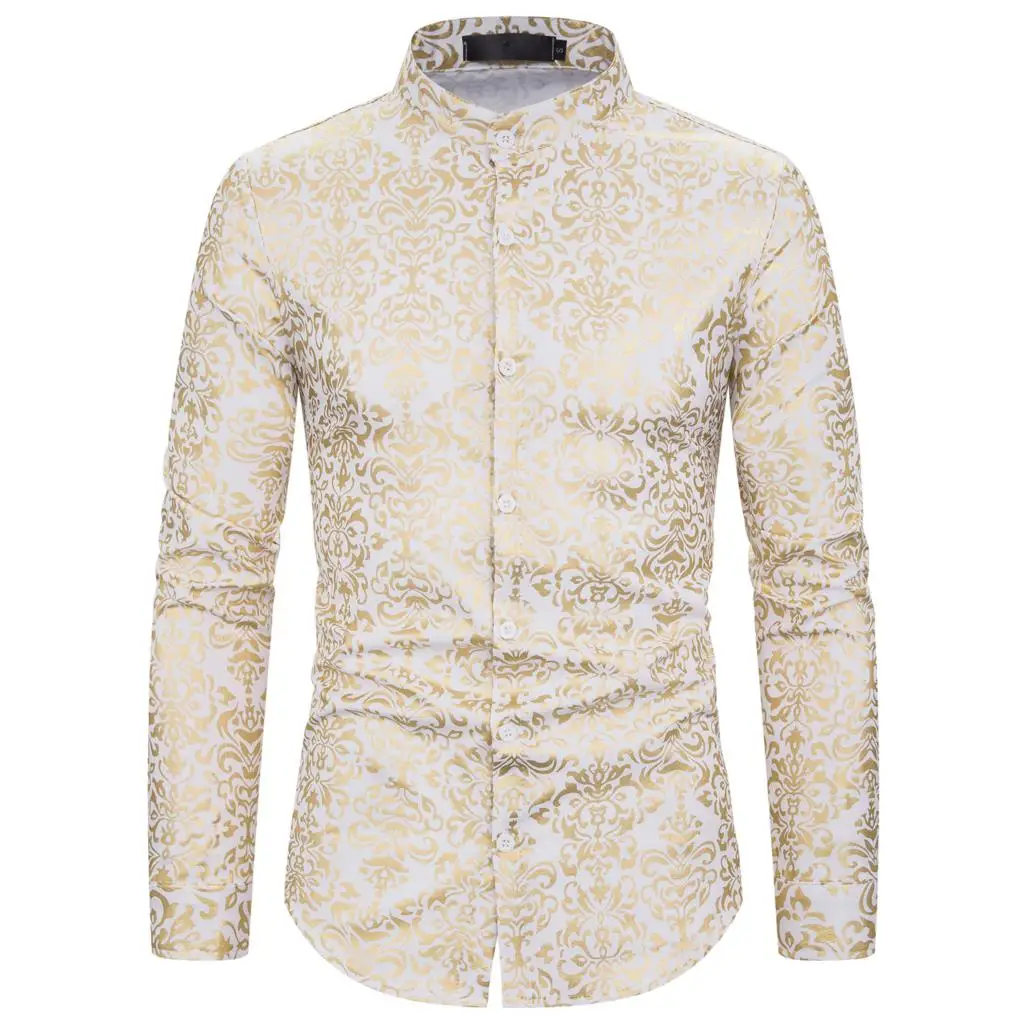 Design5 white Модная роскошная мужская рубашка с принтом, сценическая одежда, повседневная мужская рубашка, приталенная рубашка с длинным рукавом, индивидуальные деловые рубашки - Цвет: Design5 white