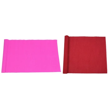 

2 Roll DIY Flower Packing Crepe Papers Handmade Materials Crinkled Paper for Birthday Wedding Party Decoration 250x50Cm, Red & D