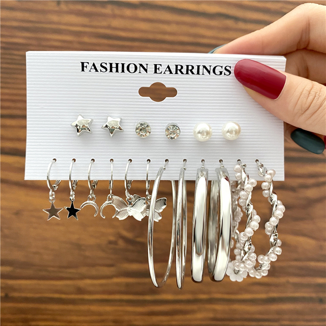 Bohemian Colorful Resin Acrylic Hoop Earrings Set For Women Trendy Gold Color Pearl Hoop Earrings Brincos Party Jewelry