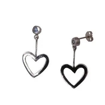 

Earrings 18 K white gold with heart openwork and Topaz