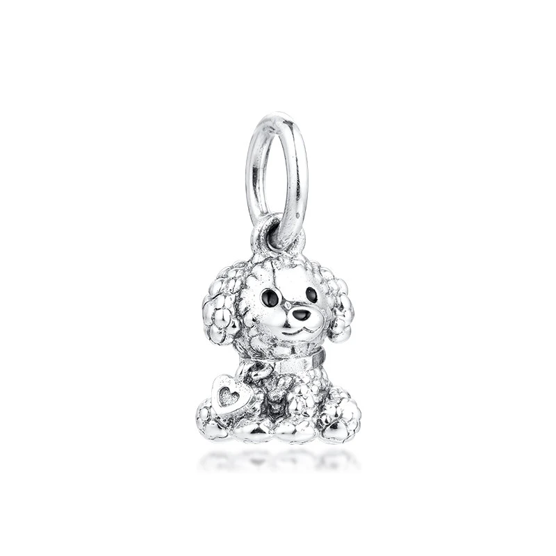 

Poodle Puppy Dog Dangle Charm Original 925 Silver Jewelry Fits Snake Chian Bracelets For Woman DIY Beads For Jewelry Making