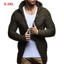 Мужская Новая мода осень досуг сплошной цвет с капюшоном на молнии вязаный кардиган пальто осень зима мальчик работа модный стиль мода