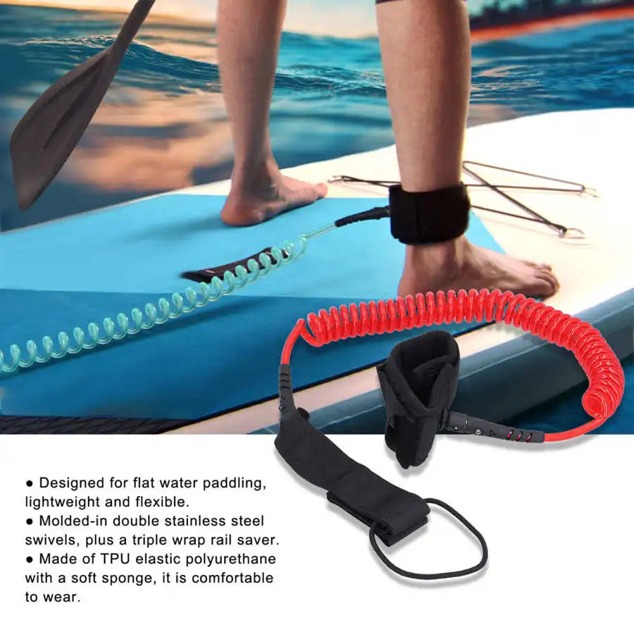 UK Surfboard Ankle Leash Rope Coiled Stand Paddle Board Safe Surfing Belt Strap 