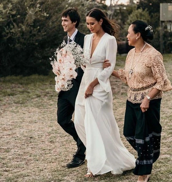 long sleeve grecian wedding dress