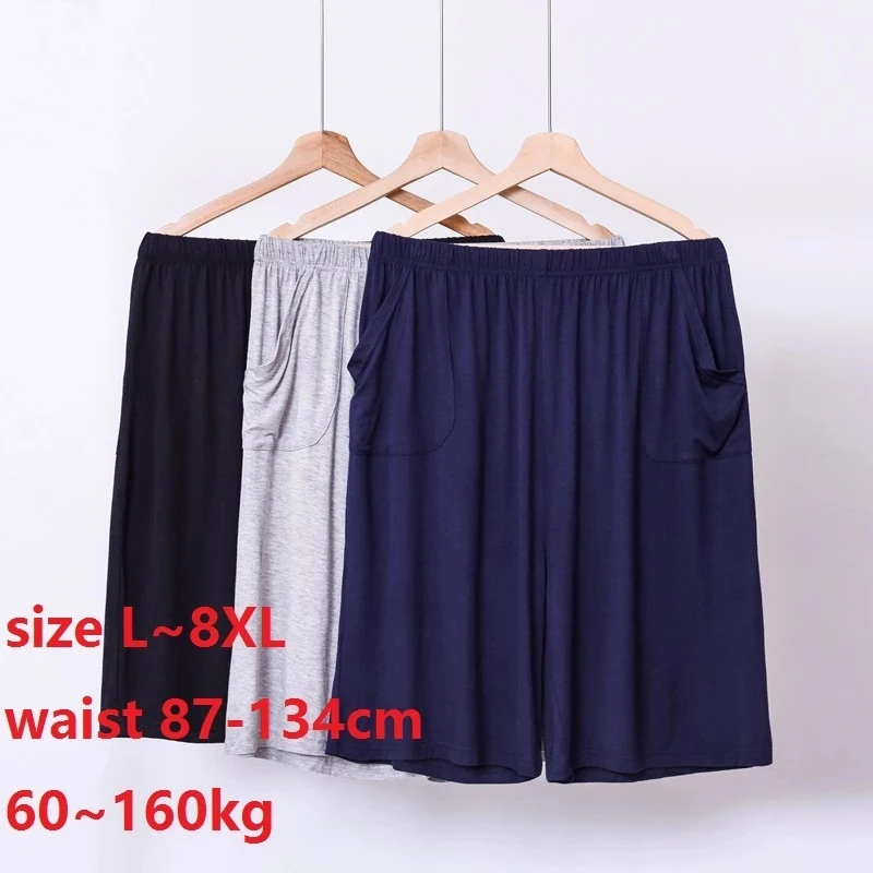 

Summer Men Shorts big Size 7XL 8XL 150KG Loose Casual home wear Modal large Sleepwear stretch comfortable soft shorts Breathable