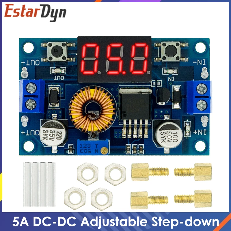 XL4015 5A Высокая мощность 75 Вт DC-DC Регулируемый понижающий модуль + светодиодный