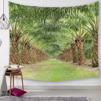 

palm tree tapestry green forest wall hanging dorm decor wall carpet polyester wall cloth