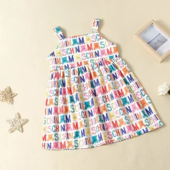 

HIPAC Toddler Girls Princess Dress Costume Sleeveless Letters Print Special Summer Dresses Elegant Kids Baby Girl Party Clothes