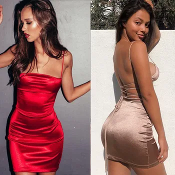 

Spring and Summer New Sexy Sling All-match Lace Halter Nightclub Dress