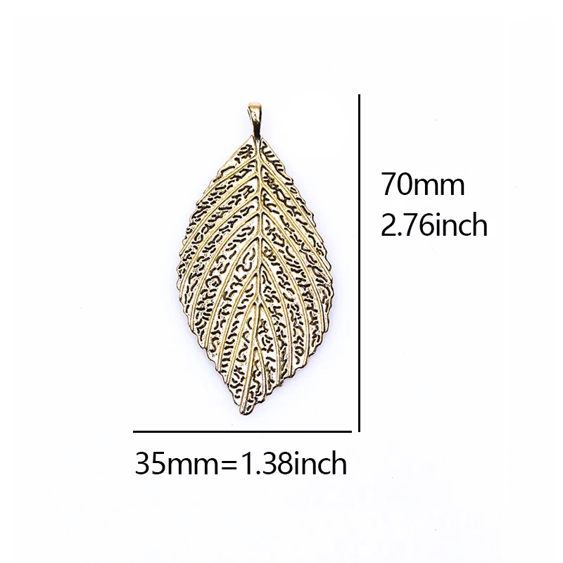 10PCS/Lot Leaf Shape 70x35MM Antique Bronze Plated Zinc Alloy Charms