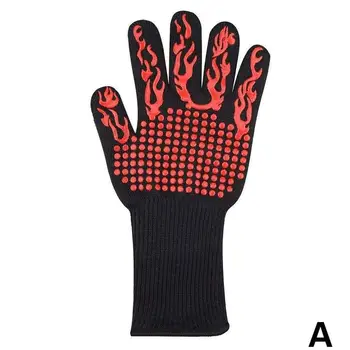 

Heat Resistant Thick Silicone Cooking Baking Grilling Oven Mitts And Pate 300-500 Centigrade Extreme Heat Resistant BBQ Gloves