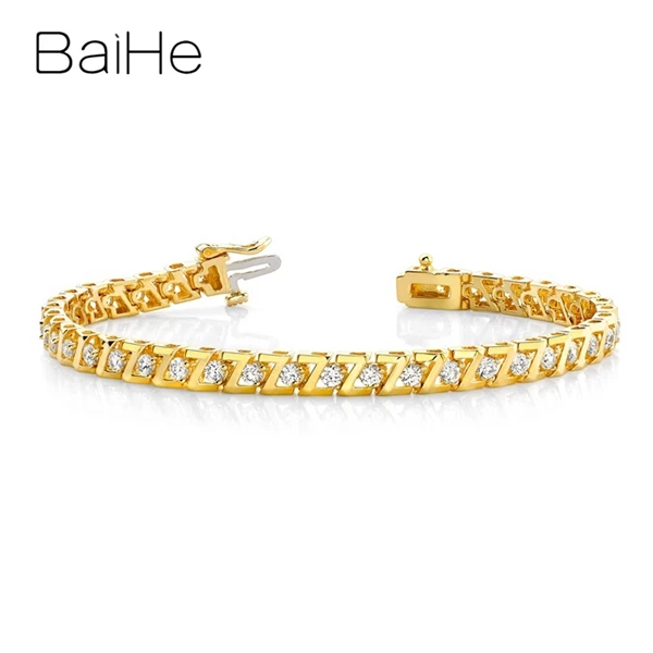 BAIHE Solid 18K Белый/Желтый/розовое золото около 1ct/2ct/3ct H/SI натуральные бриллианты женские модные ювелирные изделия Подарочный браслет