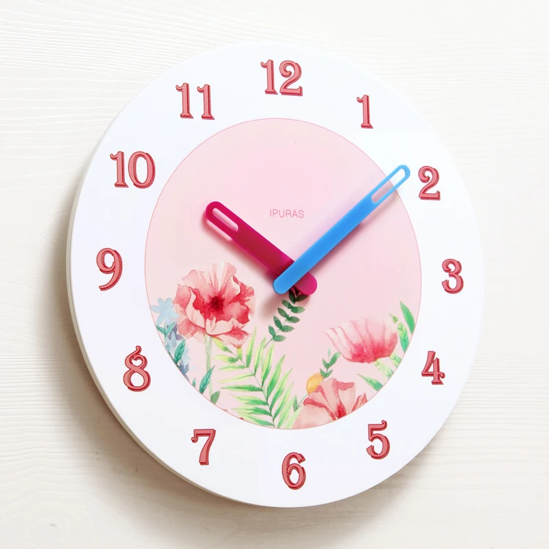Розовые PeonyHome тихие часы для гостиной, спальни, современные украшения, Подвесные часы, деревянные кварцевые часы, круглые часы