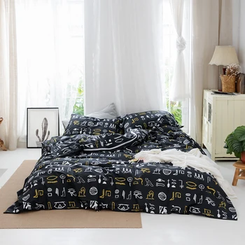 

100% Cotton Douvet Cover Set Queen Size For Doublr Bed Super Warm Black Pillowcase Set For Winter Copripiumino Matrimoniale