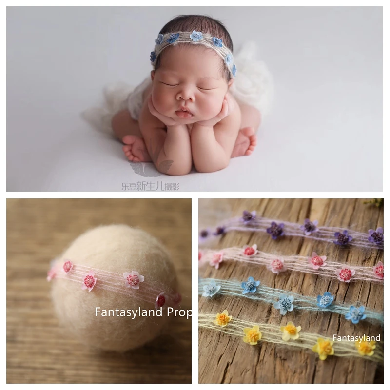 Newborn newborn photography props Princess baby hairband Hand made soft hippocampus Baby girl head flower hairband