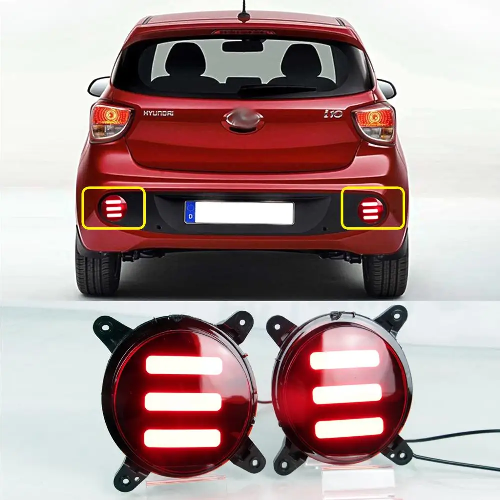 2 шт. Светодиодный отражатель заднего бампера светильник s для hyunda Grand I10, функция-светодиодный светильник для вождения+ светодиодный тормозной светильник - Испускаемый цвет: Model A