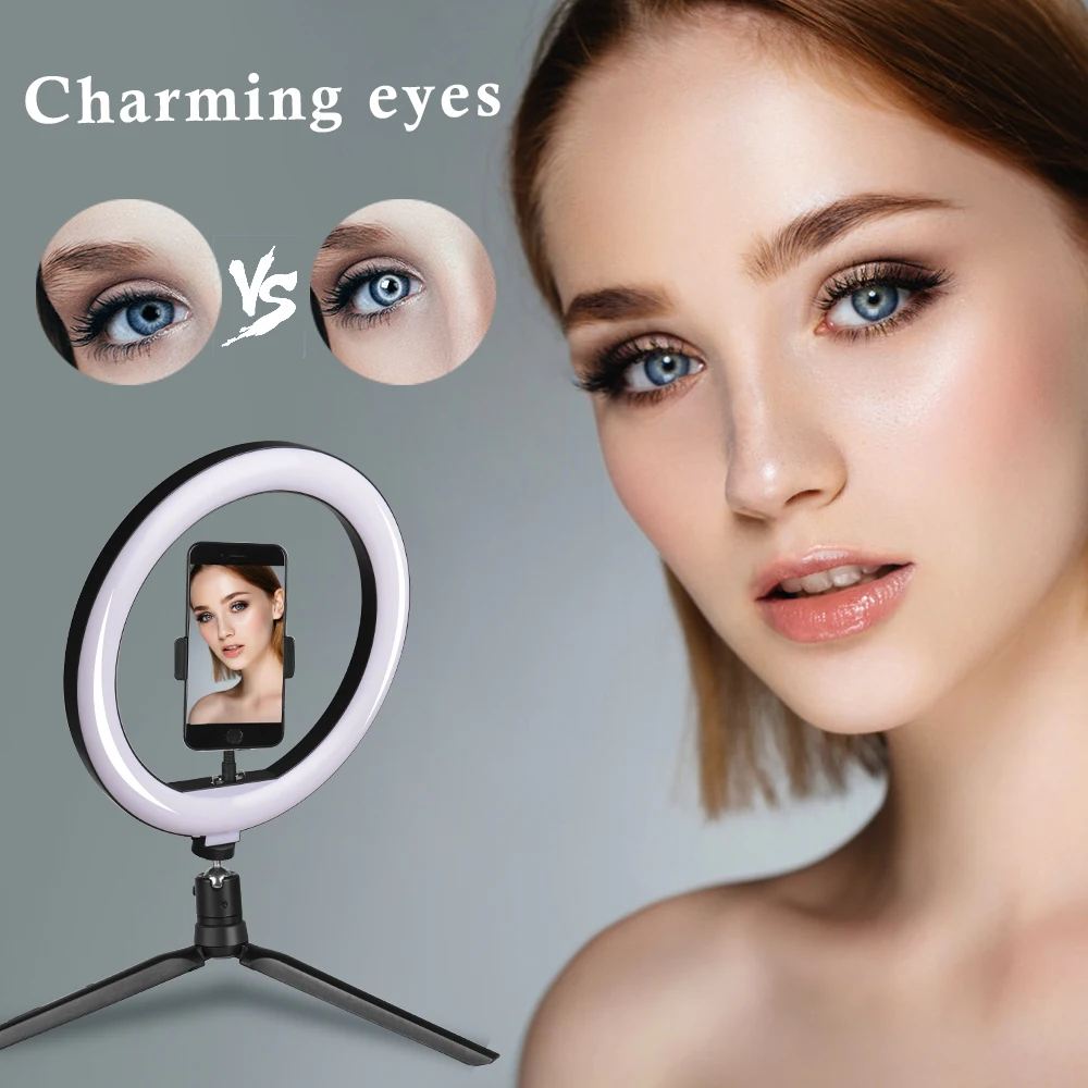Led Ring Light 10" with Tripod Stand Phone Holder Selfie Video RingLight Photography Lighting for TikTok Youtube Makeup Live 2