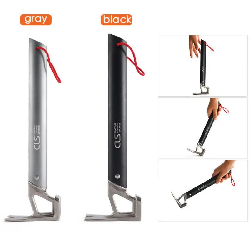 

1pc Tent Hammer Lightweight Aluminum Alloy Handle Stainless Steel Nail Puller Bottle Opener Camping Equipment Outdoor Tools