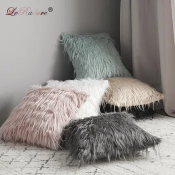 

LeRadore Custom New Plush Pillowcase Soft Wool Long Furry Sofa Cushion Cover 45*45cm Pillow Cover for Sofa Home Decor Office