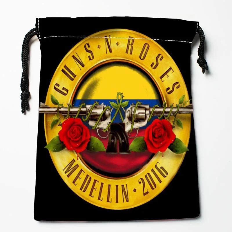 Новое поступление, сумки на шнурках с принтом «guns N' Roses», размеры 18X22 см, Мягкая атласная ткань, возможность хранения, сумка для хранения одежды, сумки для обуви