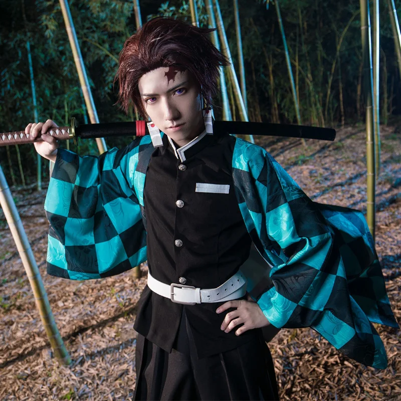 Демон убийца: Kimetsu no Yaiba Kamado Tanjirou Косплей Костюм Хэллоуин наряды для маскарада человек Униформа аниме косплей кимоно