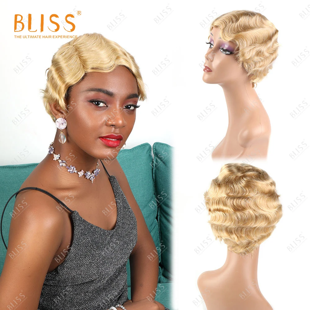 

BLISS Short Pixie Cut Wig Women Human Hair Wigs 613 Colored Machine Made Remy Cheap Wig For Cosplay Party