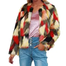 Зимняя модная теплая разноцветная шуба из искусственного меха шикарная Куртка Кардиган Верхняя одежда Топ для вечерние Клубные Коктейльные Новое поступление