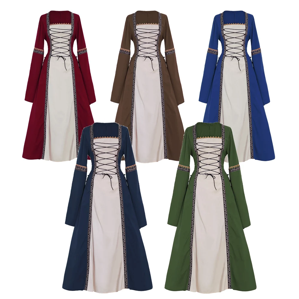 

Gothic Medieval Dress Cosplay Carnival Halloween Costume for Women Retro Vestidos Court Long Robe Noble medieval Princess dress