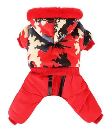 Camouflage Красная рождественская одежда йоркширского терьера ветрозащитная холодная зима питомец Пудель Собака комбинезон Прямая четыре ноги пальто маленький животное - Цвет: Camouflage