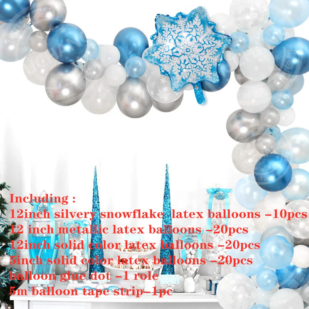 set 1 72pcs Snowflake Balloon Garland Arch kit for Winter Wonderland, Christmas, Baby Shower Princess Birthday Party Decoration - Цвет: set 1