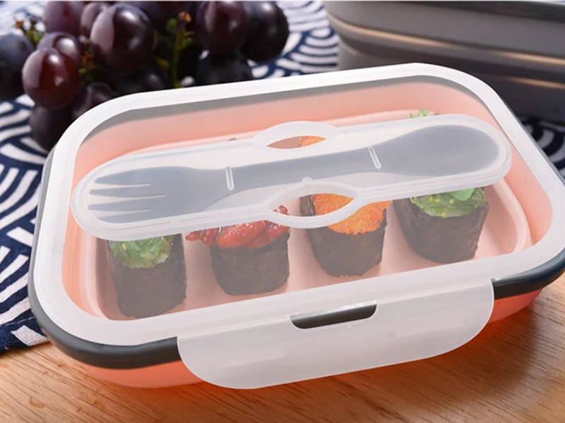 Силиконовый Ланч-бокс Bento, контейнер для еды, складной контейнер для еды, кухонные принадлежности, портативное хранение, микроволновка с подогревом, высокая температура