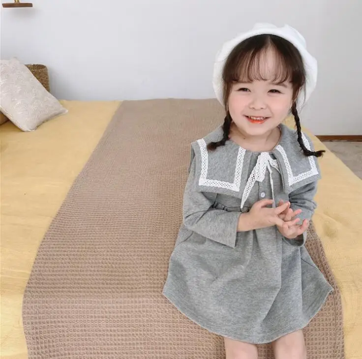 Платье для девочек в Корейском стиле весенние модные хлопковые платья для девочек 3-8 лет, PP787