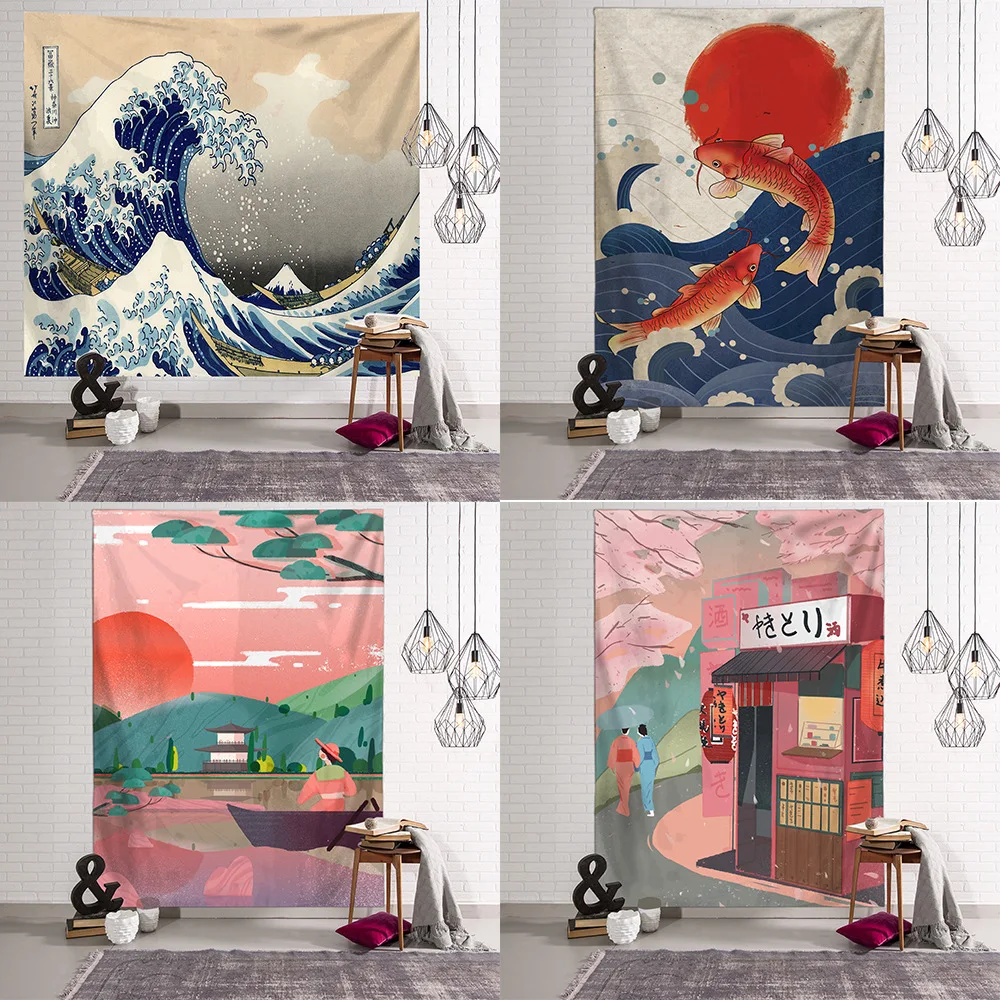 Tapestry Bedroom Psychedelic Series Wall Hanging Aesthetic Surf Painting Art Throw Cover Home Decor Blanket Bohemian | Дом и сад