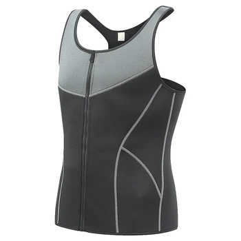 

Men Black Slimming Vest Zipper Sleeveless Body Shaper Workout Corset Waist Trainer Neoprene Elastic Fat Burning Sauna Fitness