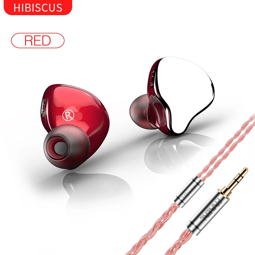 FAAEAL-Hibiscus 10 мм карбоновая диафрагма Динамический драйвер в ухо наушник HIFI DJ спортивные наушники съемный 2PIN кабель - Цвет: red no mic